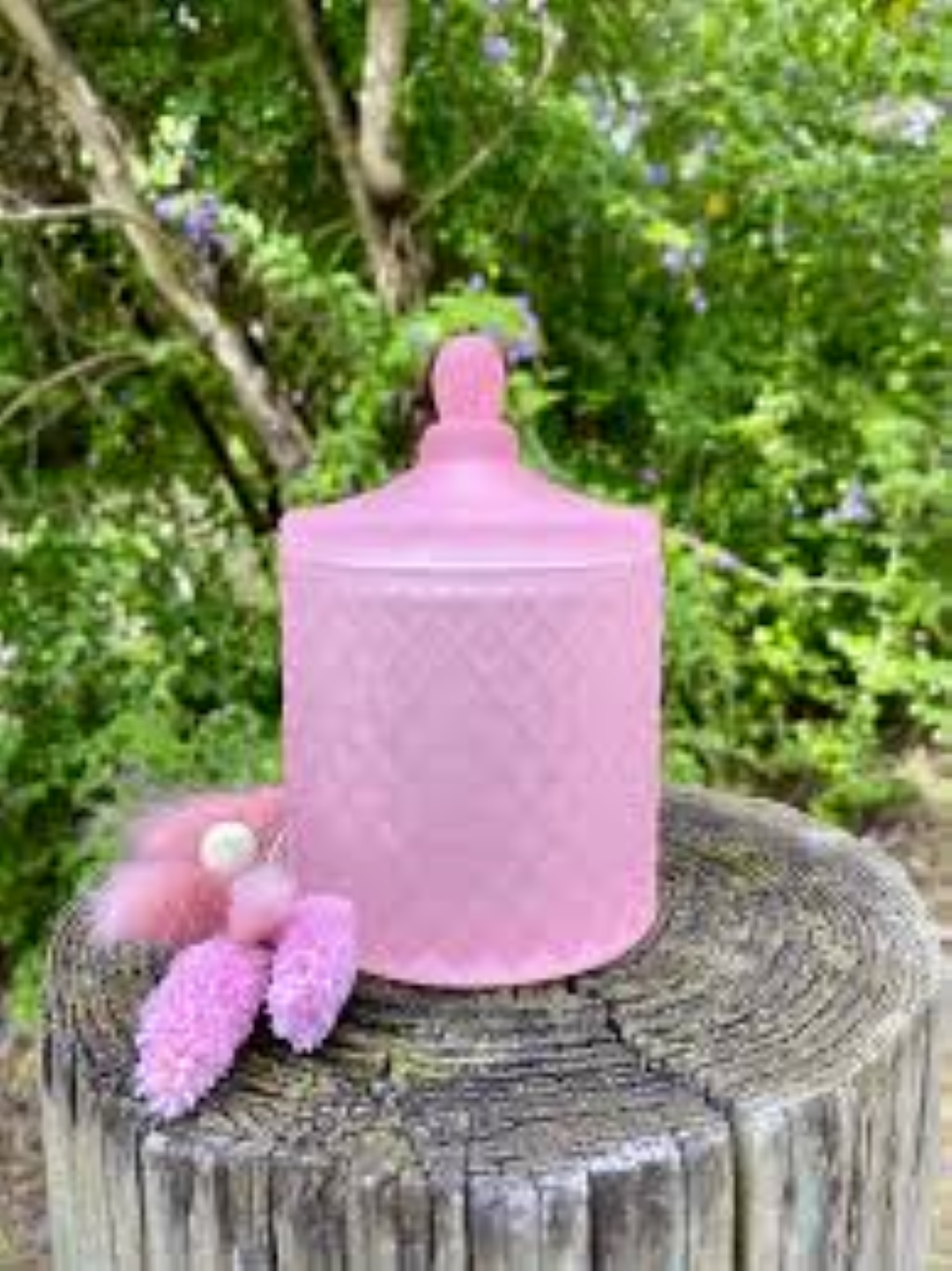 4.5 OZ COUNTRY GARDEN PINK GLASS CANDLE 